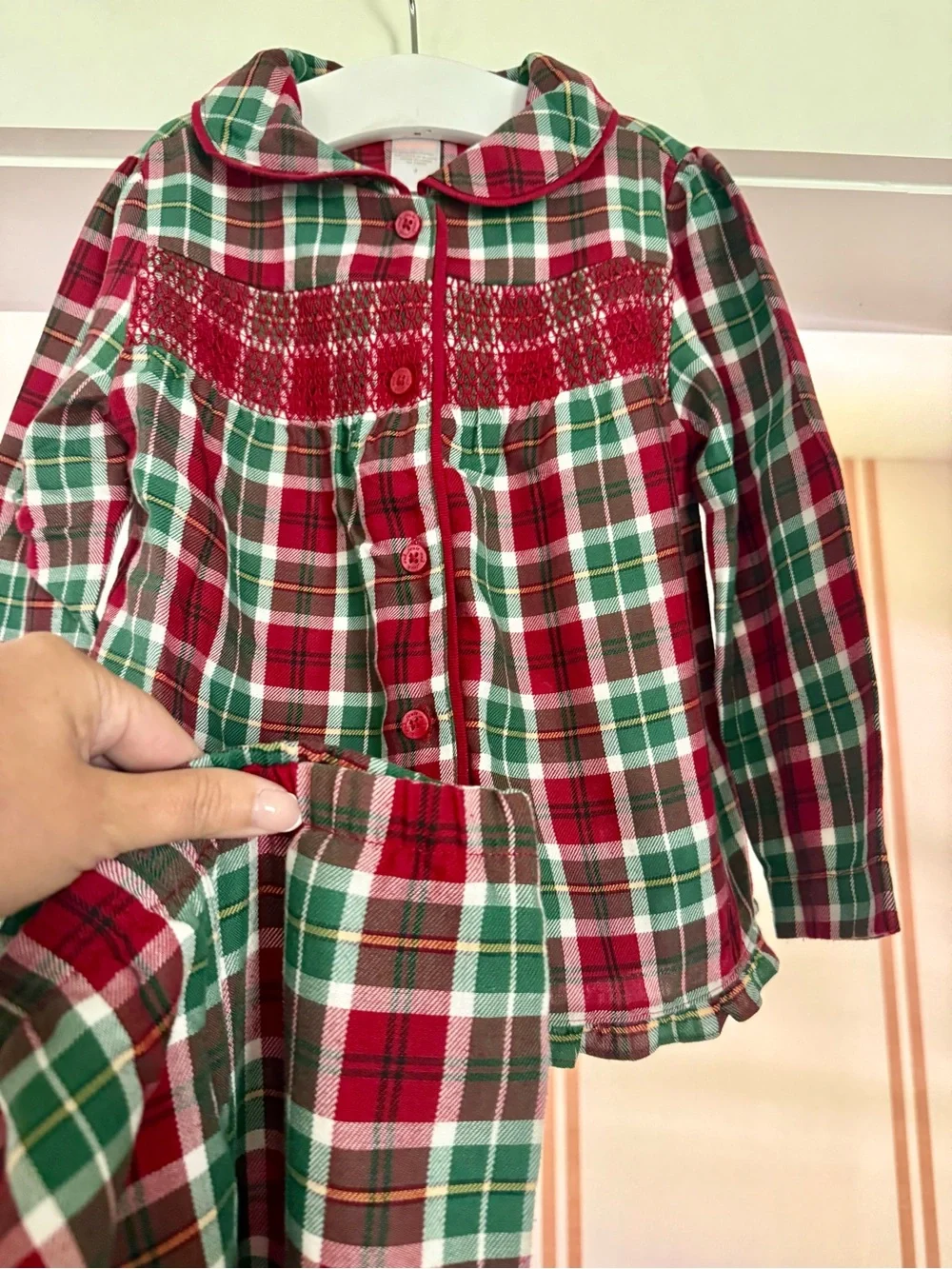 Janie and Jack Christmas Smocked Pajamas Sz 3 EUC